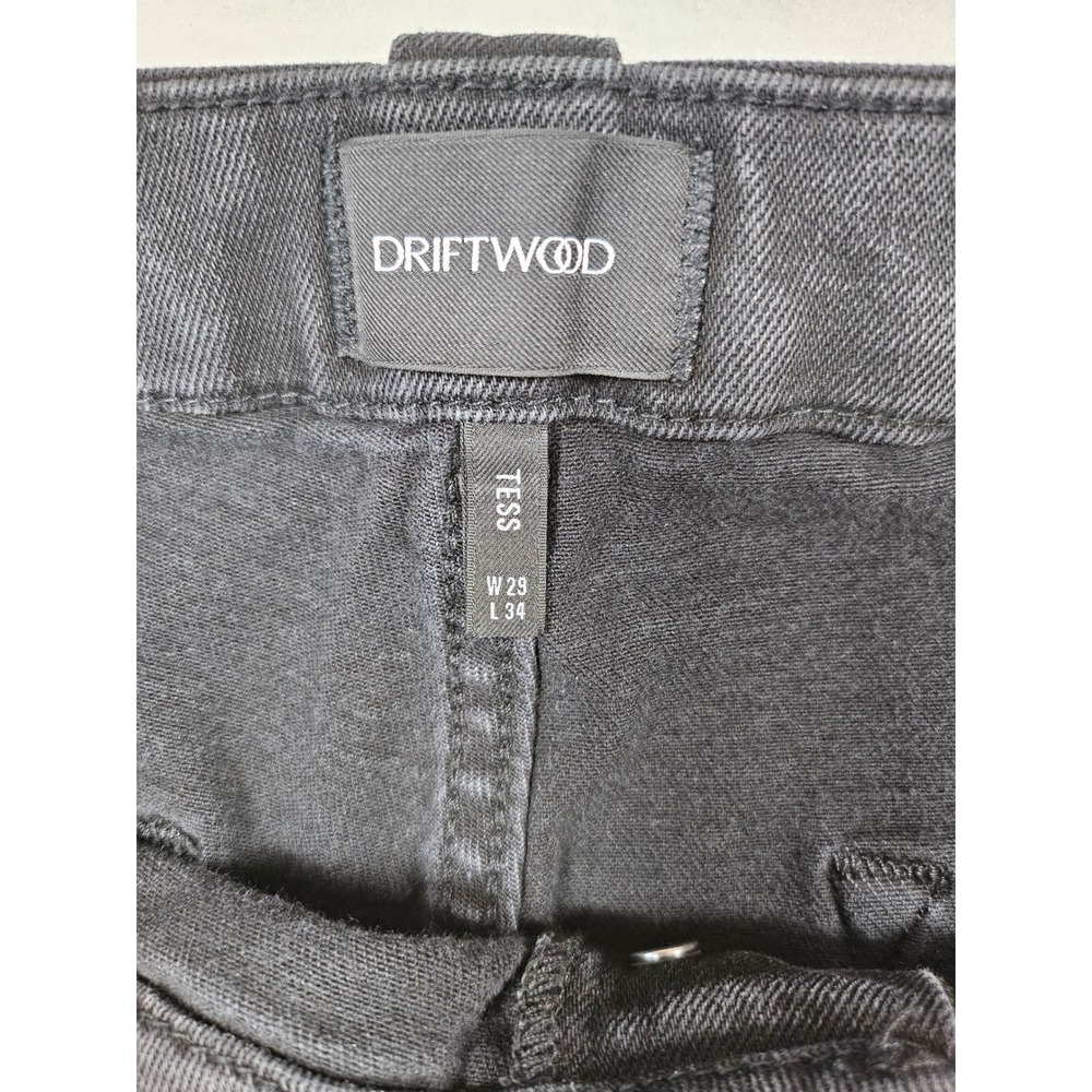 Driftwood Tess High Rise Flare 70s inspired Black Button Fly Raw Hem Size 29 - Picture 6 of 16